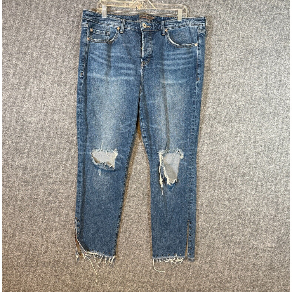 torrid Distressed Medium Wash Wide Leg Jeans